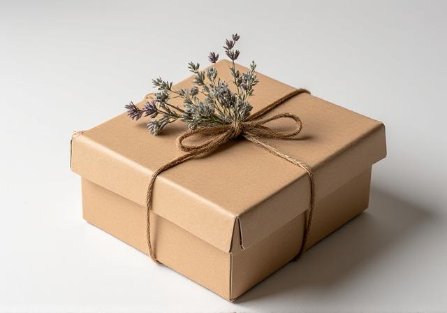 Cardboard eco-friendly packaging with dried flowers